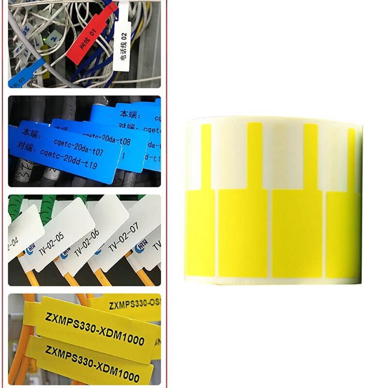 500Pcs Cable Sticker 3.30x1.02in Oil-proof Tear-resistant PC Network Wire Cord Cable Tie Label Sticker Marking Marker: yellow