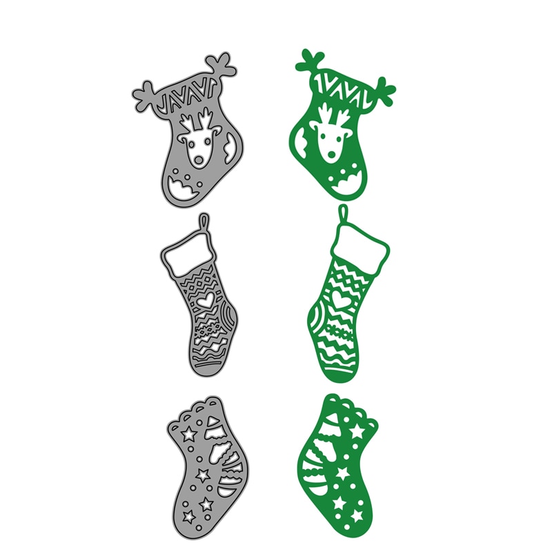 Ch julesokker metall kutte dies preging scrapbooking sjablong håndverk kutte dies for diy kort håndverk håndlaget