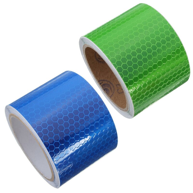 2 stuks 5 cm x 3 meter waarschuwingstape reflecterende tape veiligheidstape, blauw & groen