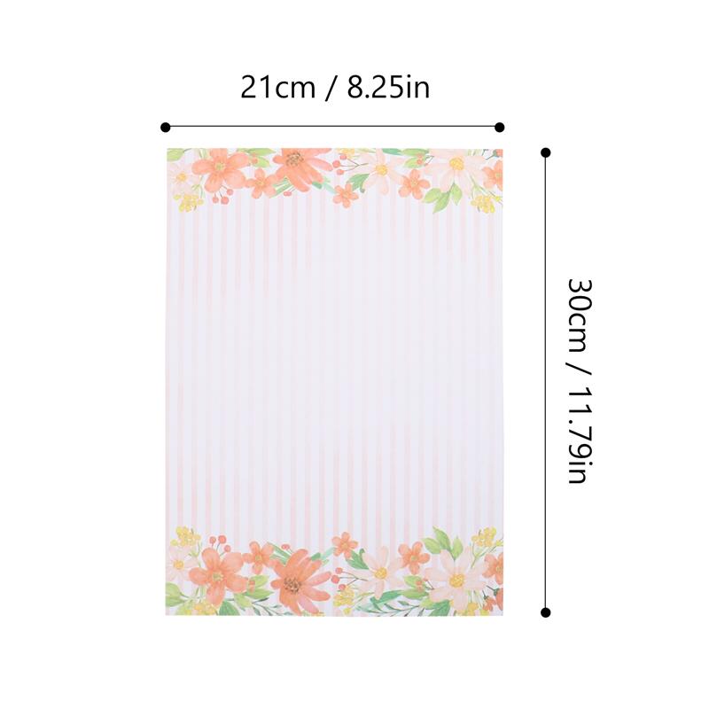 40pcs Printing Letter Paper Floral Style Writing Paper Retro A4 Paper Cartoon Small Love Letter Romantic Stationery
