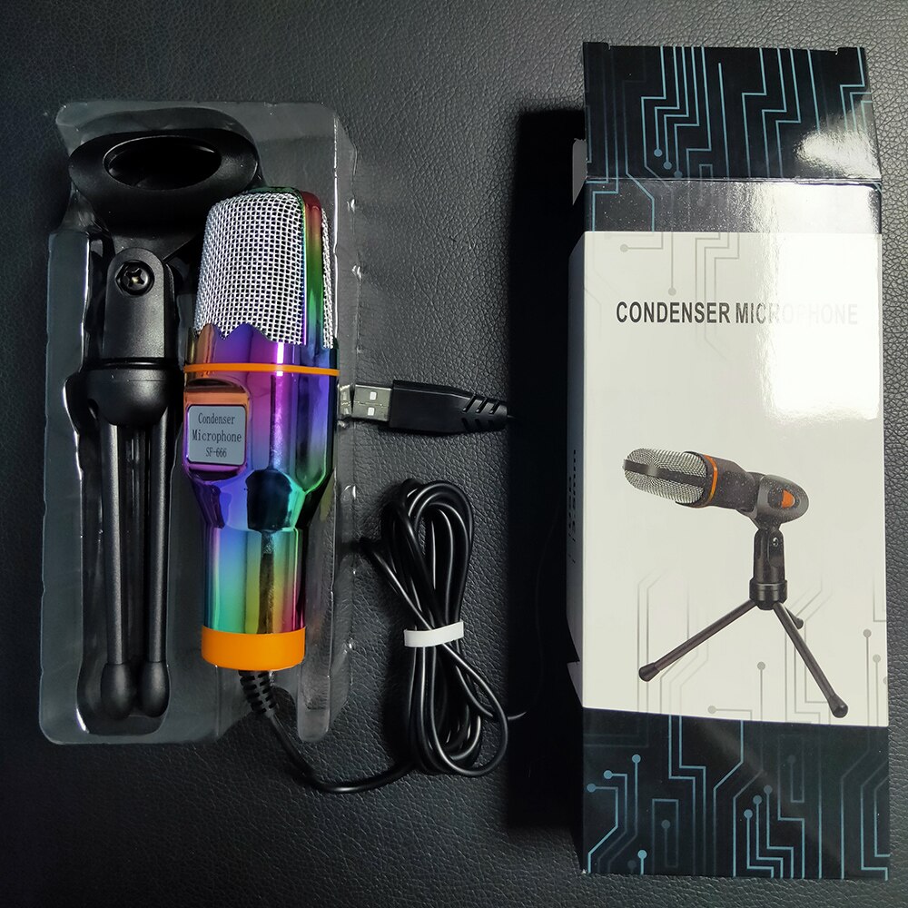 Microphone à condensateur USB avec trépied de bureau, Microphone d&#39;ordinateur, diffusion en direct, pour chat sur ICQ MSN, Skype, enregistrement en direct,