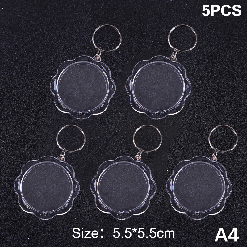 5pcs Blank Photo Frame Keychain Clear Acrylic Keyring Insert Photo Split Key Pendant DIY Key Holder Couple Anniversary: Orange