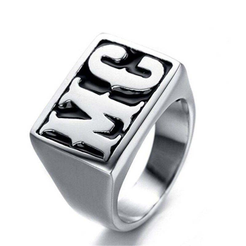 Trend Hip-Hop Stijl Mannelijke Ring Letters Mc Vorm Heren Rvs Ringen Dragen Accessoires Voor Feesten En Wedstrijden