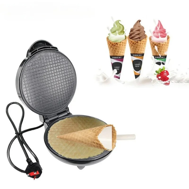 1200W Electric Egg Roll Machine Waffle Cone Maker Ice-cone Maker, Homemade Ice Cream Cone Baking Iron Machine Non-stick Coating