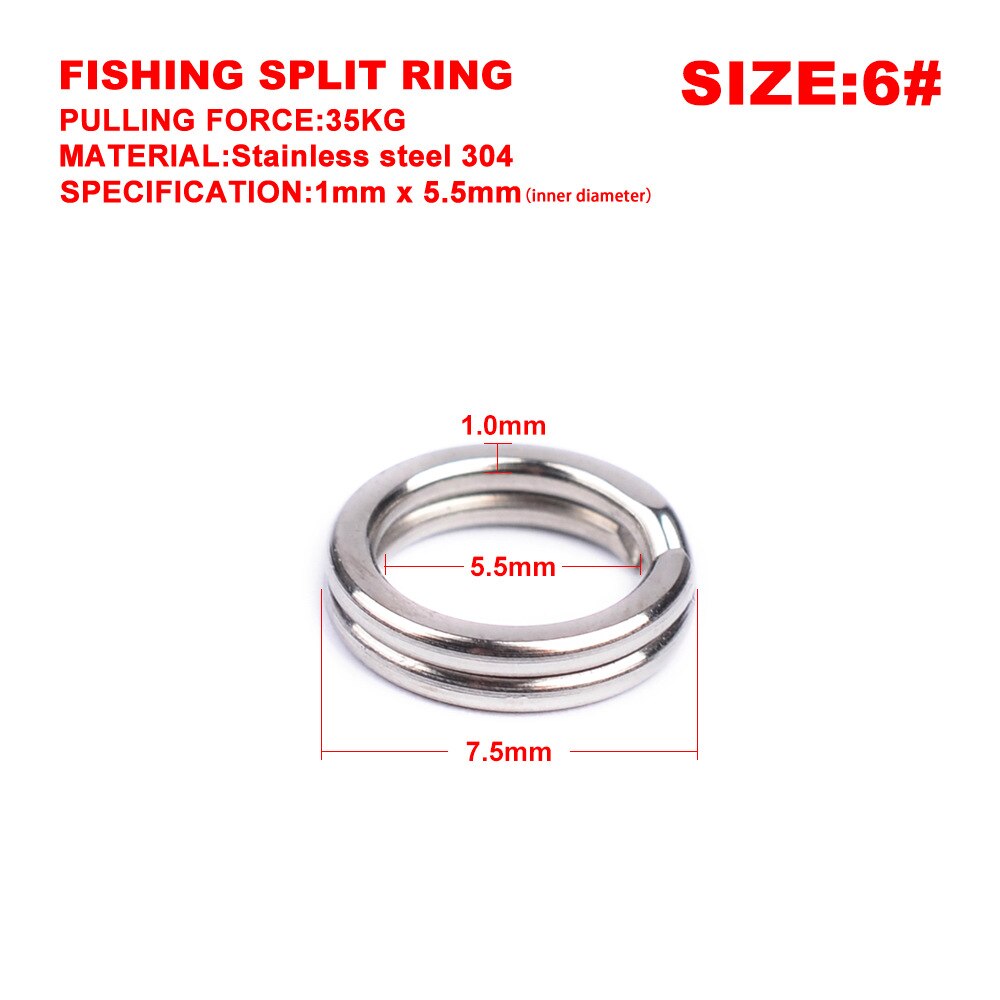 10pcs/lotStainless Steel Ring Split Clip Swivel Double Loop Quick Change Ring Fishing Accessory with fishing lure bait hook: 6