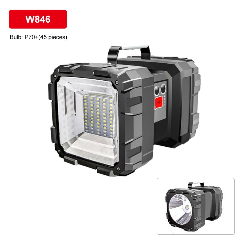 150000LM L2/XHP70 Rechargeable LED Searchlight Floodlight Double Head Waterproof Flashlight Lantern Portable Camping Lamp: W846-XHP70