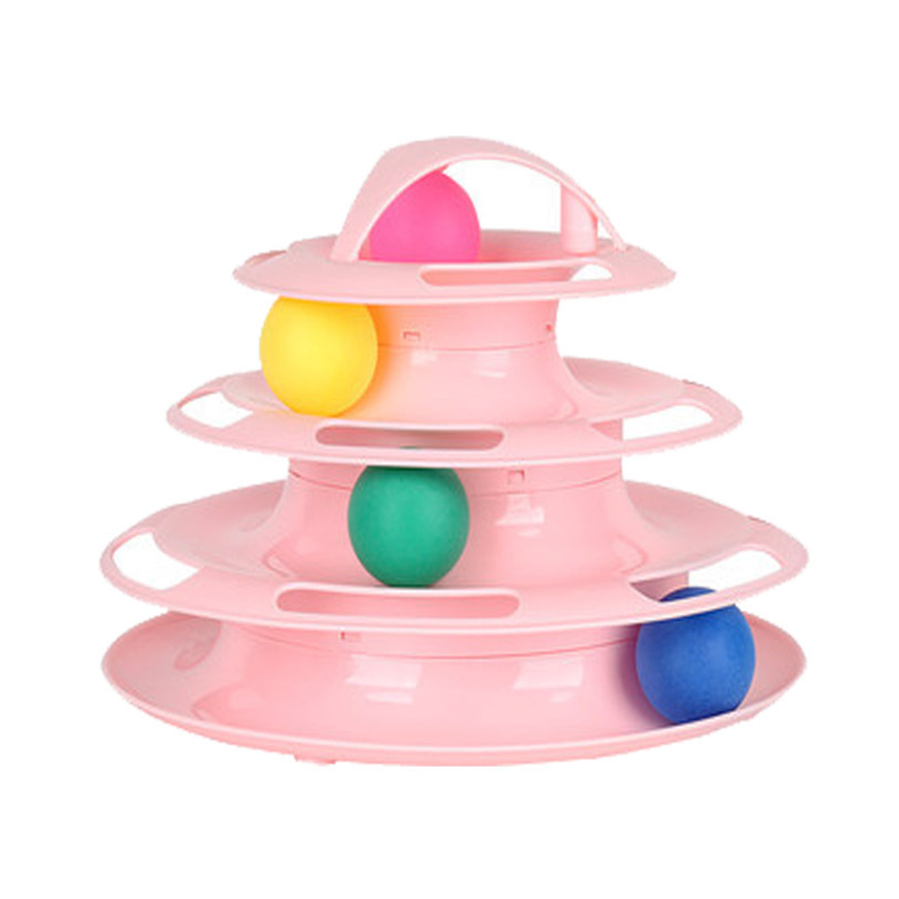 Animaux chat jouets interactif piste balle jouet chats amusant chat jeu Intelligence disque chat pour jouet balles pour Traning: Pink 25x16x18cm