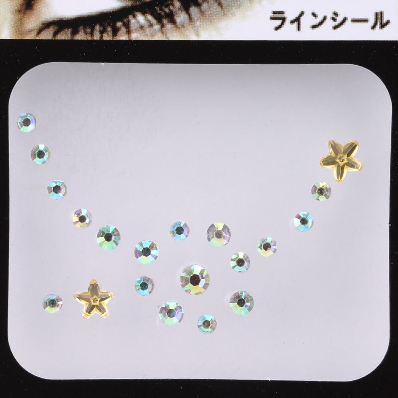 DIY adhesivo cara joyas gemas tatuaje temporal ojos joyas gemas cuerpo Rhinestone Flash tatuajes pegatinas cuerpo: Pentagram