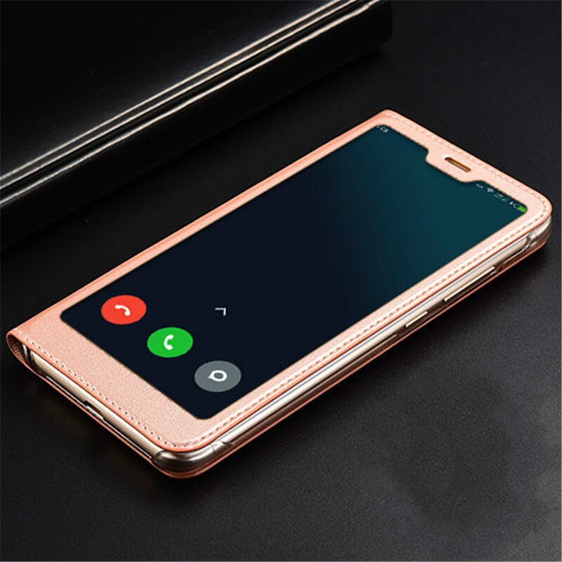 Für Xiaomi Redmi 6A Fall Abdeckung Full View Fenster PU Leder Flip Abdeckung Funda Fall für Xiaomi Redmi 6a Telefon fall Abdeckung: Rose Gold