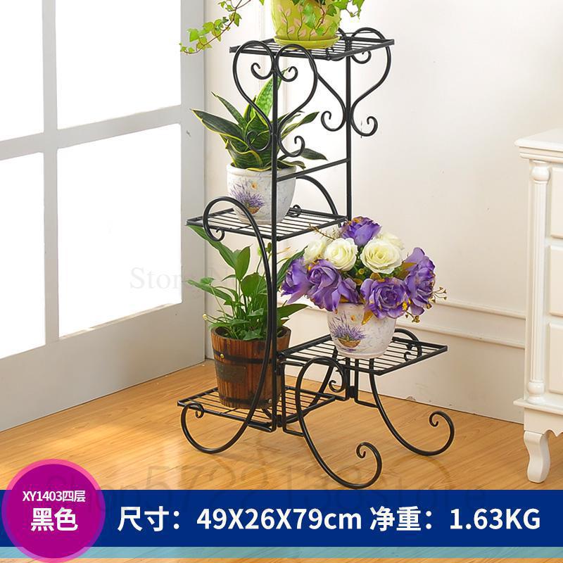 Smeedijzeren Multilayer Bloem Andere Massief Houten Bloempot Dragen Zitkamer Balkon Indoor Vloer Type Multifunctionele Opzichtige S: D