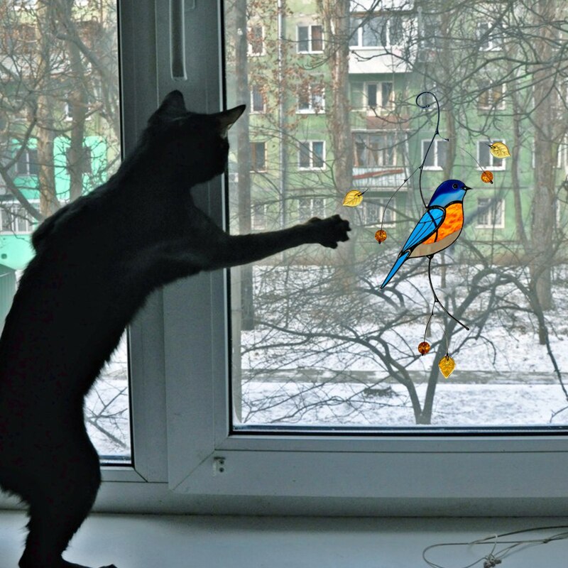 14x22cm Bird Window Film Wallpaper Stained Glass Film Decoration Window Glass Cartoon Pattern Stickers For Home Windows Wall