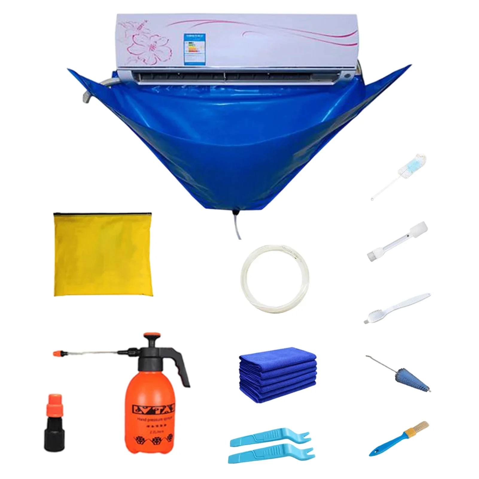 Kit de cubierta de limpieza de aire acondicionado, Herramientas de limpieza, bolsa de protección contra el polvo impermeable, limpiador de acondicionadores de aire, juego de 3000btu, 7/11/12 piezas
