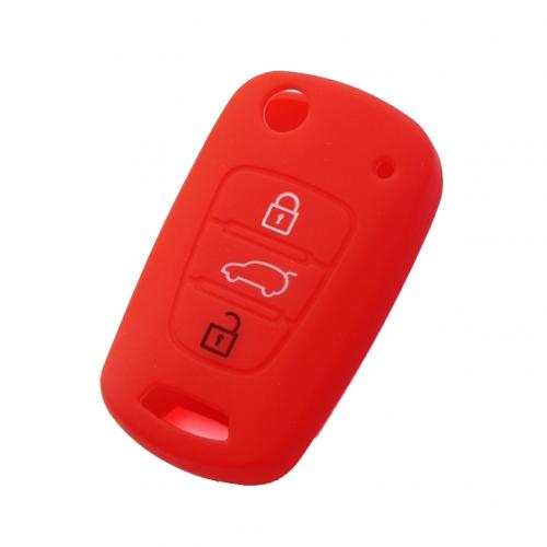 Siliconen autosleutel flipcover hoesje afstandsbediening beschermhoesje voor hyundai  i30 i35: Rood