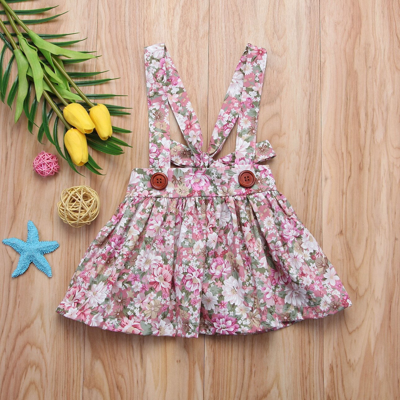 Kids Skirts For Girls Spring Floral Girls Toddler Baby Girls Floral Party Princess Bib Strap Skirt Outfits: Pink / 24M