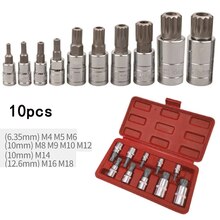 10pcs 12 Point Triple Square Bit Socket Set M4 M5 M6 M8 M9 M10 M12 M14 M16 M18 Automotive Repair Tool Kit With Case