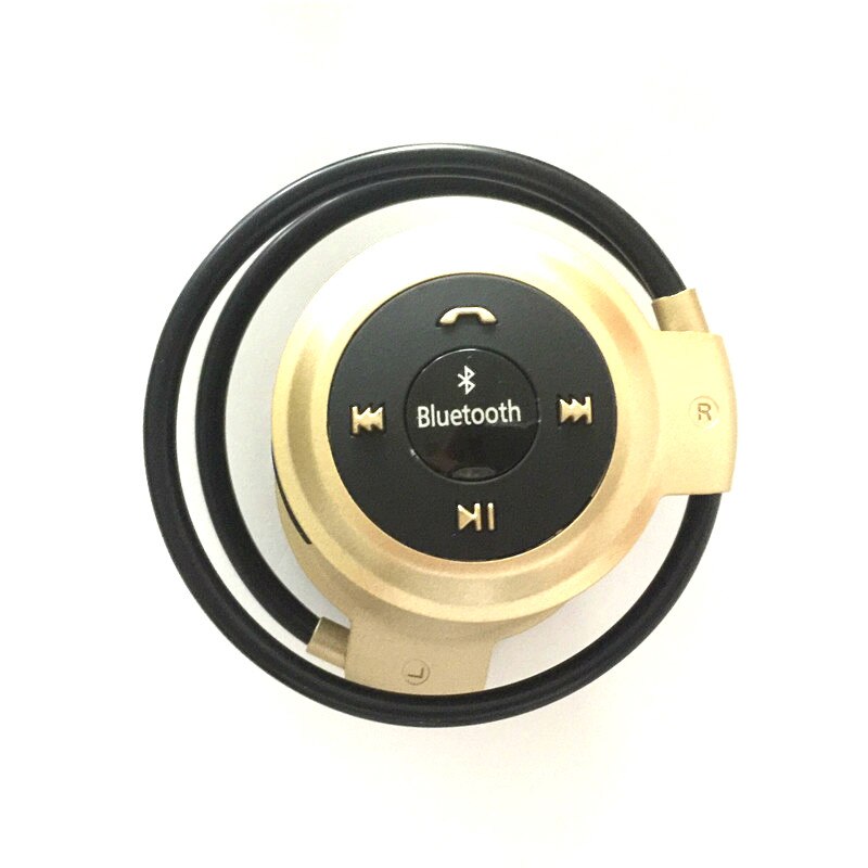 Mini auriculares Bluetooth 503 manos libres con reproductor MP3, Auriculares deportivos estéreo inalámbricos con soporte para tarjeta TF y Diadema FM: Gold