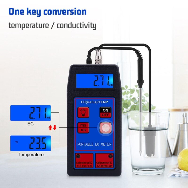 EC-8423 2 In1 TEMP EC Tester Digital EC Meter Conductivity Meters Water Test Tool for Pool Drink Water Aquarium