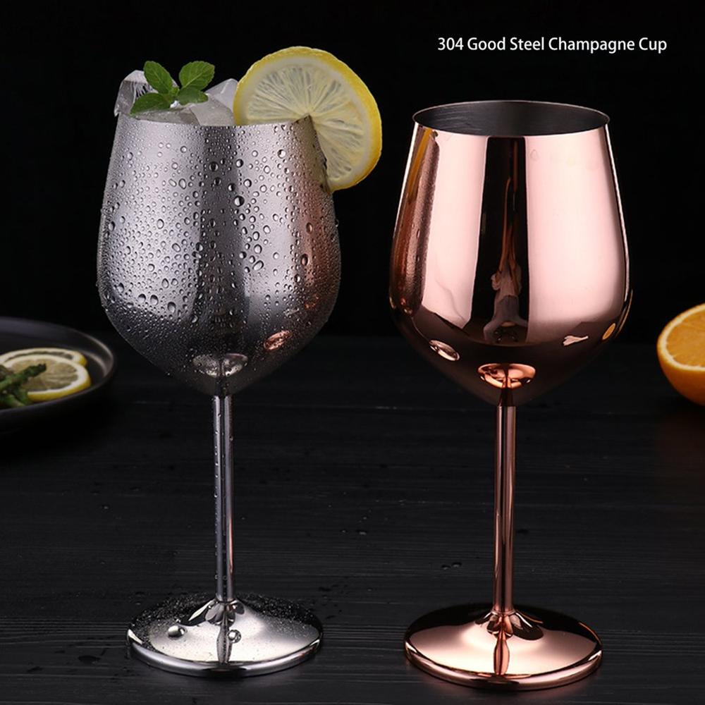 500ml Red Wine Glass Silver Rose Gold Goblets Juice Drink Champagne Goblet Party Barware Kitchen Tools 304 Stainless Steel