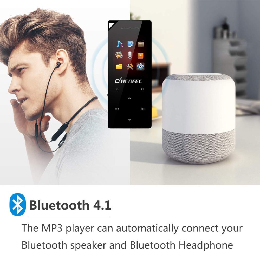 Metall  mp4- player bluetooth-material touch-taste eingebauten lautsprecher mit fm-radio und voice-recorder-unterstützung 64gb micro-sd-karte