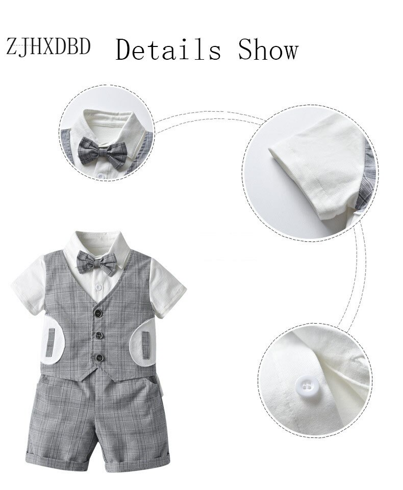 12M-6Y Wedding Suits for Boys Formal Wear Summer Cotton Boy Suits Boy Costume Kids Blazer Baby Boy Outfits Chlidren Clothing Set