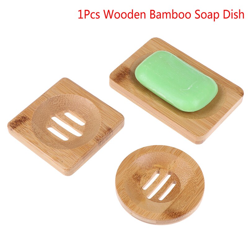 Naturlig træ bambus sæbe fad sæbe bakke holder opbevaring sæbe rack plade boks beholder til bad brusebad plade badeværelse