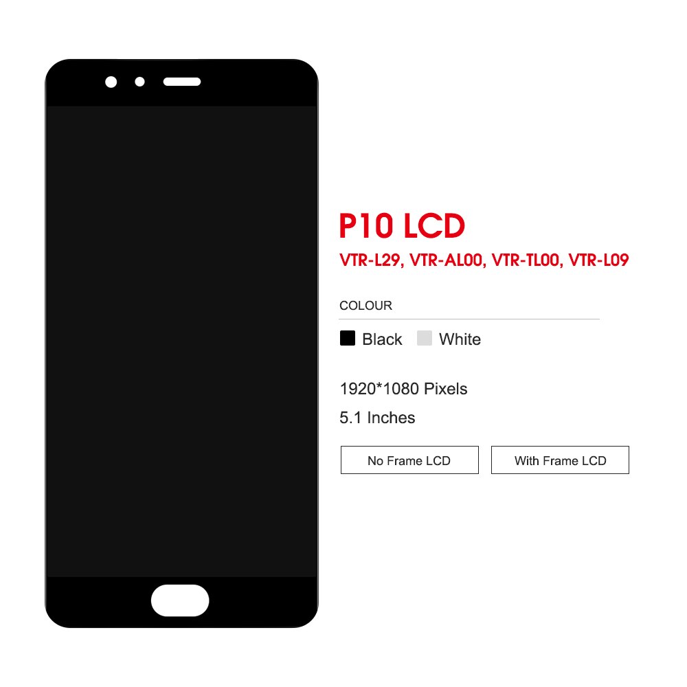5.1Original DISPL For Huawei P10 LCD Display with Fingerprint Touch Screen Digitizer Assembly For HWP10 Replacement Parts VTRL29