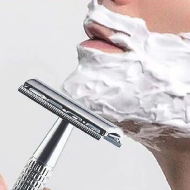 Klassisk barberbladsholder til barbering af barberblade til mænd, barbermaskine, sikkerhed i rustfrit stål til mænd, barber lige barberblade