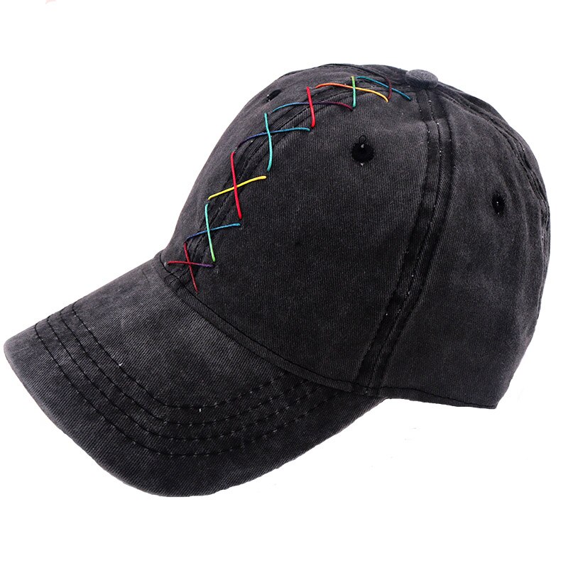 Rento monivärinen nauha puuvilla baseball lippalakit naisille tytöille miesten kesä säädettävä hip hop lippis denim snapback lippikset