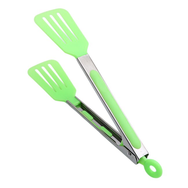 Silikone grill tang til brød salat servering mad klip grill redskaber køkken madlavning tang bpa gratis: Type 2 grøn