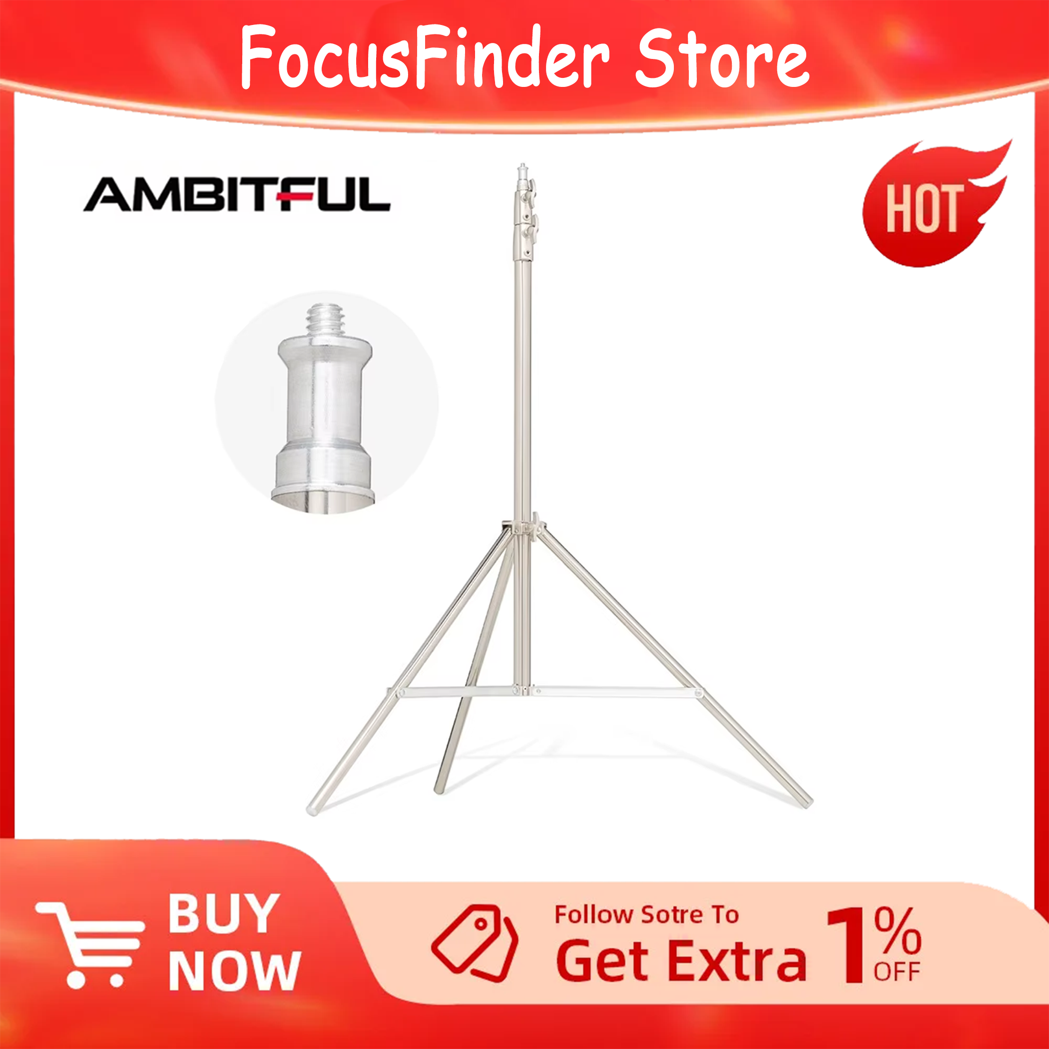 AMBITFUL Stainless Steel 2M Heavy Duty Light Stand Tripod with for Photo Studio Softbox Video Flash Umbrellas Reflector Lighting