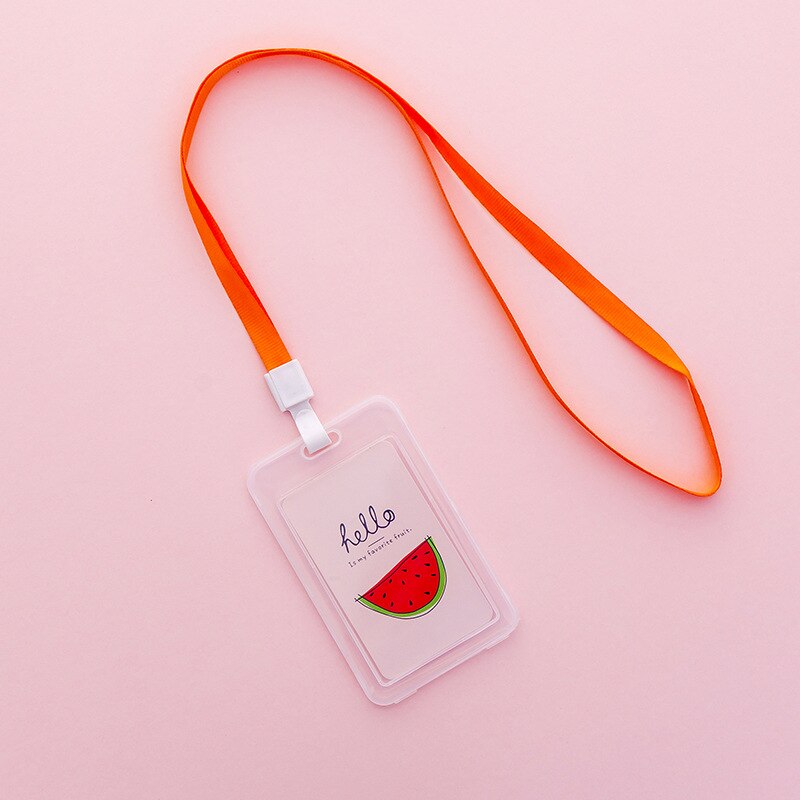 16 Styles Lovely Transparent ID Card Badge Holder Practical Kids Student Use Name ID Card Case Cover With Long Lanyard: J