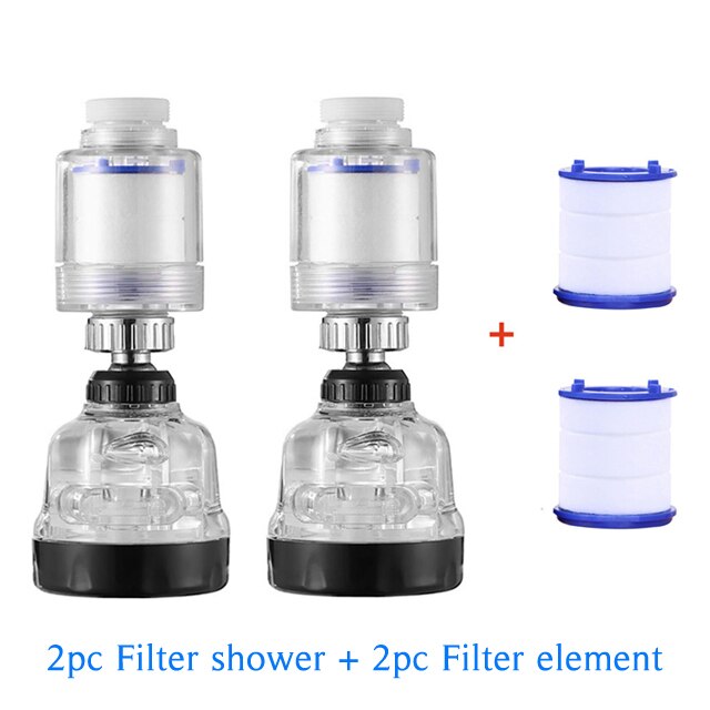 360 Roterende Splashproof Chloor Verwijderen Filter Beluchter Sink Hoofd Water Zuiveren Kraan 3 Modus Waterbesparing Waskolf Kraan: Filter shower set 2