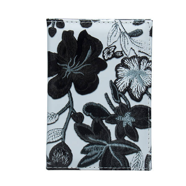 Zongshu brand passport holder flower leaf printing style women travel passport case Man passport Cover: black