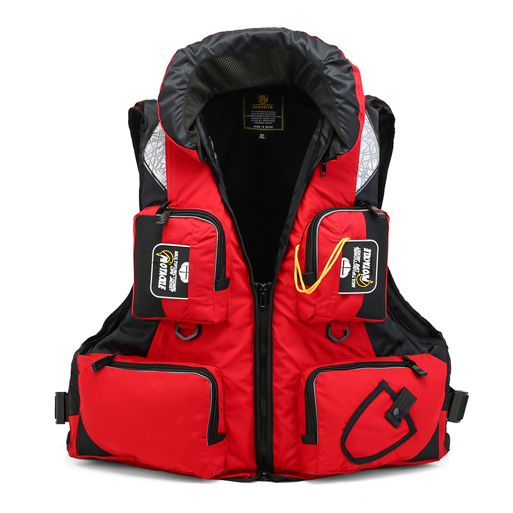 Professionelle Erwachsenen-Schwimmweste aus Polyester, Sicherheits-Rettungsweste für Angeln, Schwimmen, Bootfahren, Rafting und Wassersport: XL / Rot