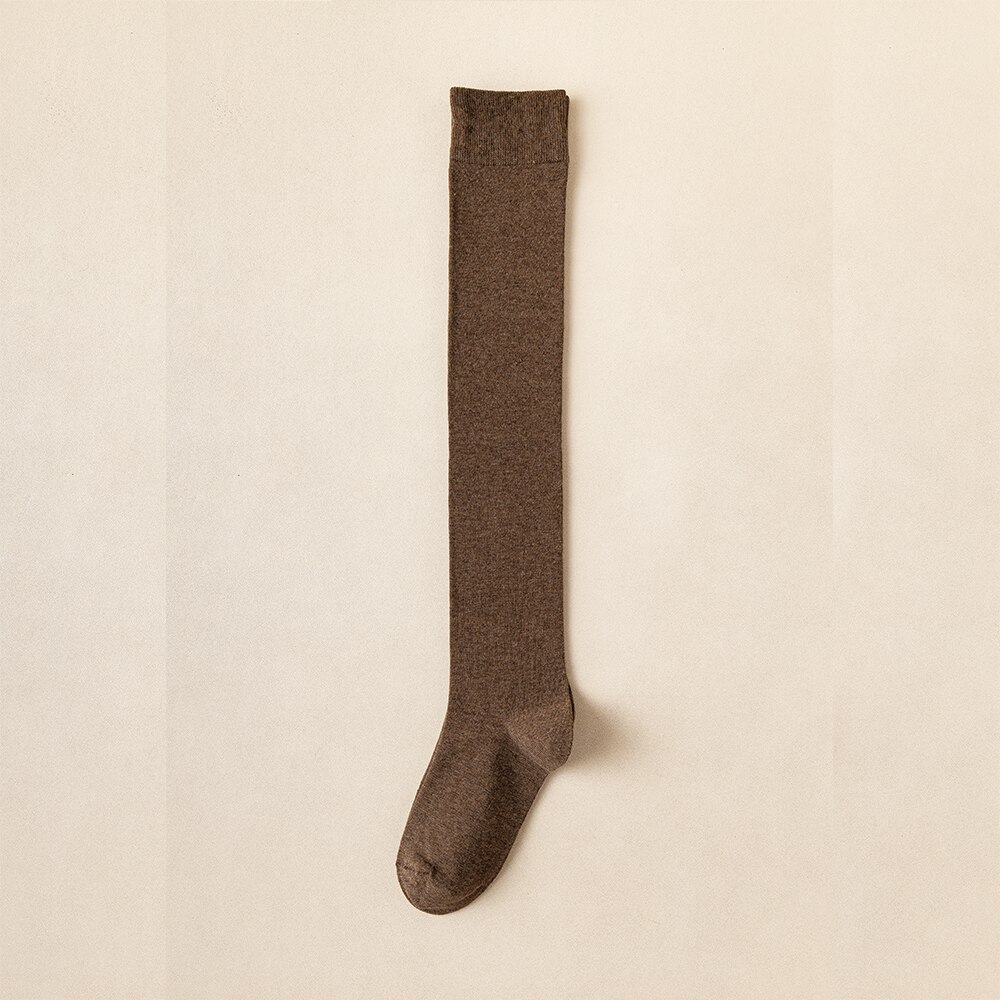 Salina Vrouwen Sokken Katoen Buis Over De Knie Winter Lente Jaar Effen Kleur Mode Persoonlijkheid Leisure Sport Comfortabele: Coffee Color