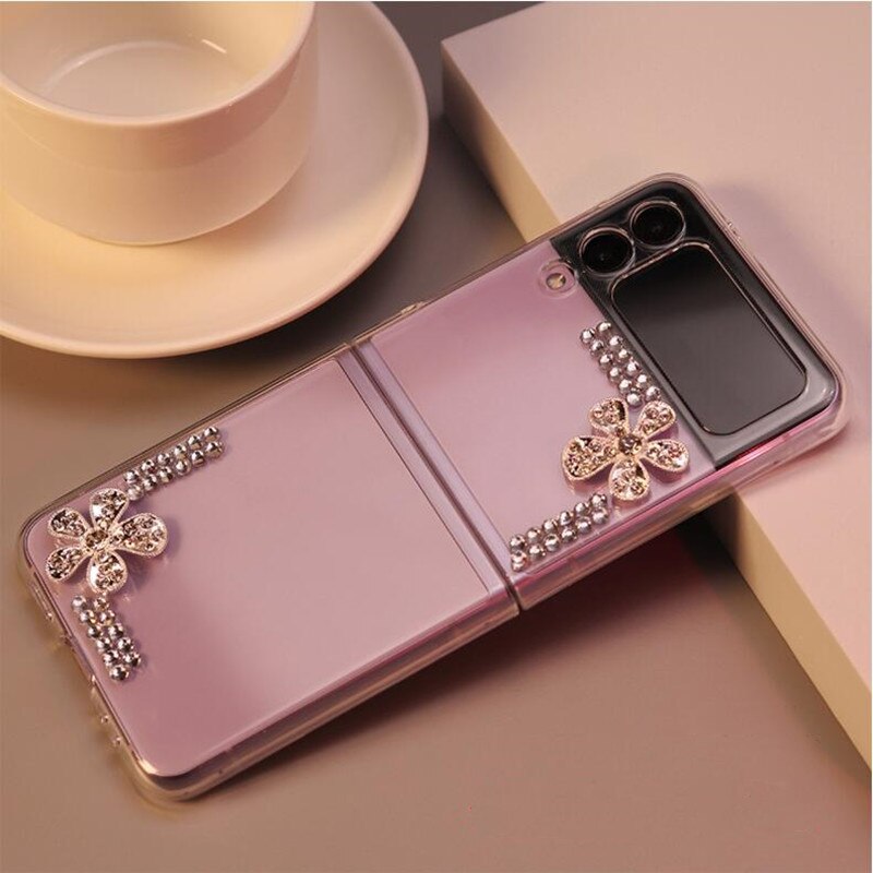 Luxury Crown Glitter Diamond Phone Case For Samsung Galaxy Z Flip 3 4 ZFlip 5G Shiny Rhinestone Transparent Hard Shell Cover: Galaxy Z Flip 4 / C