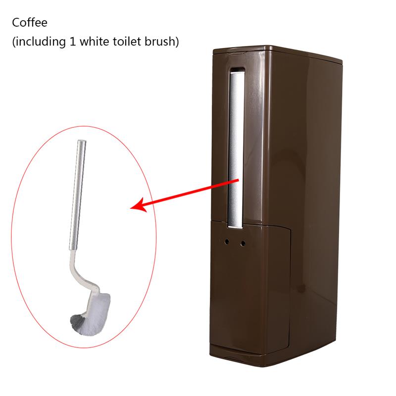 Narrow Plastic Trash Can Set with Toilet Brush Bathroom Waste Bin Dustbin Trash Cans Garbage Bucket Garbage Bag Dispenser: Coffee