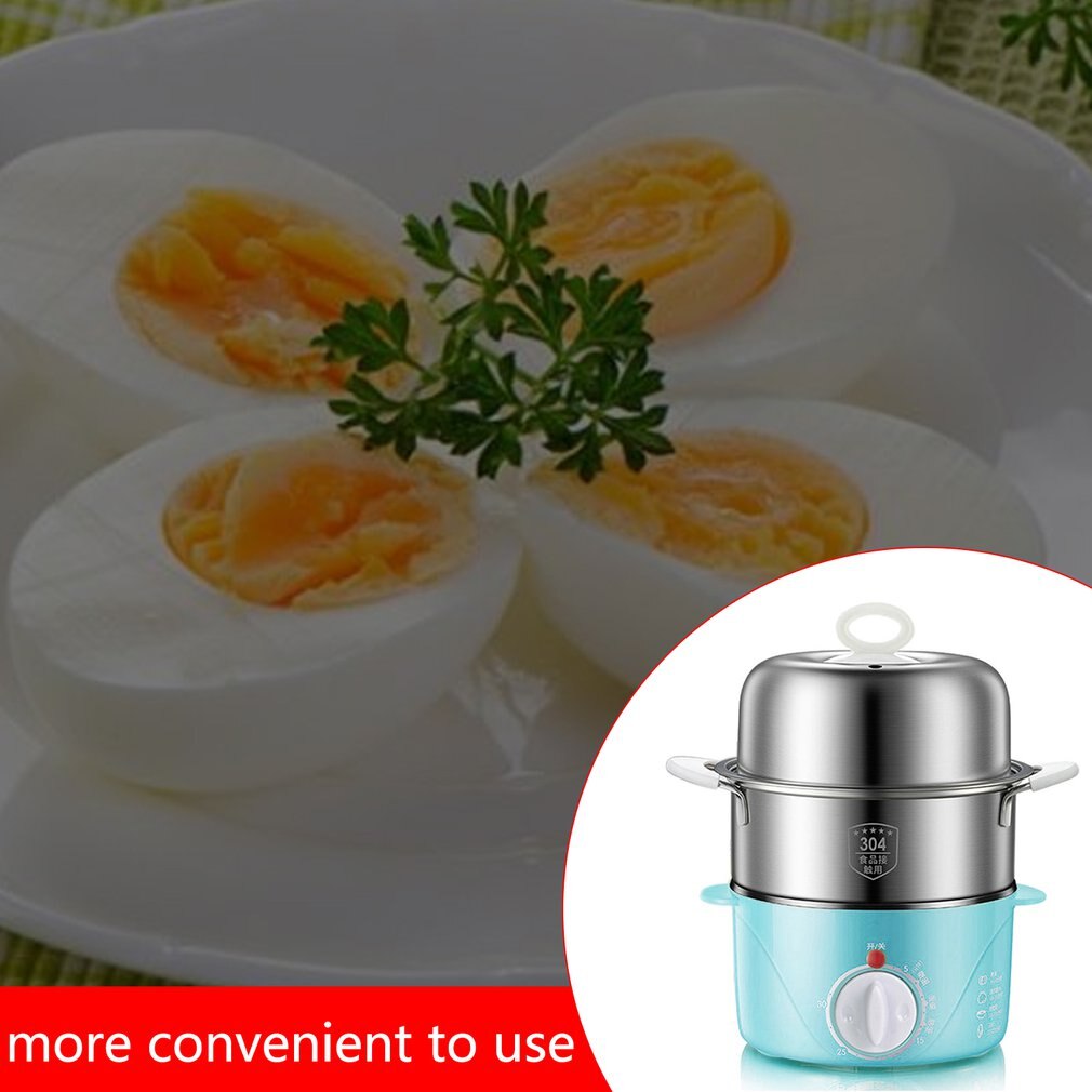 Stainless Steel Timer Double-Layer Egg Boiler Humanized Handle Antipyretic Steamed Pasta Fried Egg Egg Custard