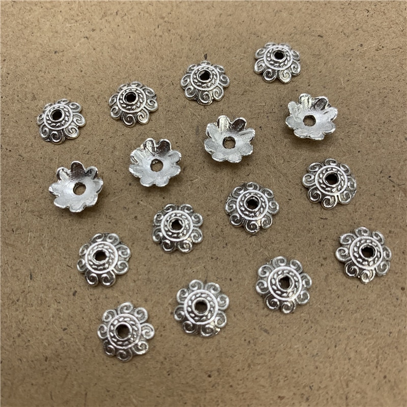 100 pcs 8x8mm "Bloem Torus" Shape Lichtmetalen Kralen Cap Sieraden Bevindingen Bedels Armbanden Spacer Kralen voor Sieraden Maken JSPJ-049