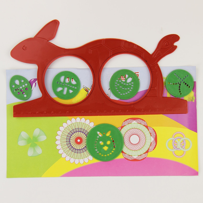 1 zestaw najnowszy spirograf magiczny żółw królik szkicownik dzieci prezent edukacyjne tablica robić pisania linijka studenci artykuły biurowe