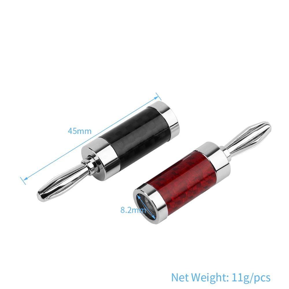 4pcs HIFI Banana Plug Male Audio Connector 8mm Screw Rhodium Plated Carbon Fiber Plugs Speaker Terminal Banana Jack Adapter DIY