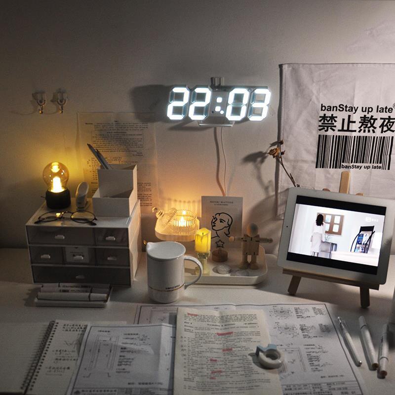 Reloj despertador Digital LED 3D, reloj de pared tridimensional, colgante, calendario de mesa, termómetro, muebles de reloj electrónico