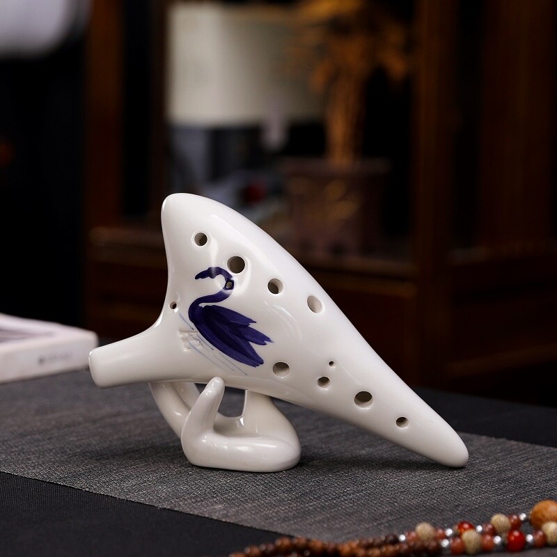 Fijne Handgeschilderde Ocarina 12 Hole Ac Professionele Beginner Fluit Twaalf Hole Alto C Tone Tao Xun Playing Musical instrument: swan