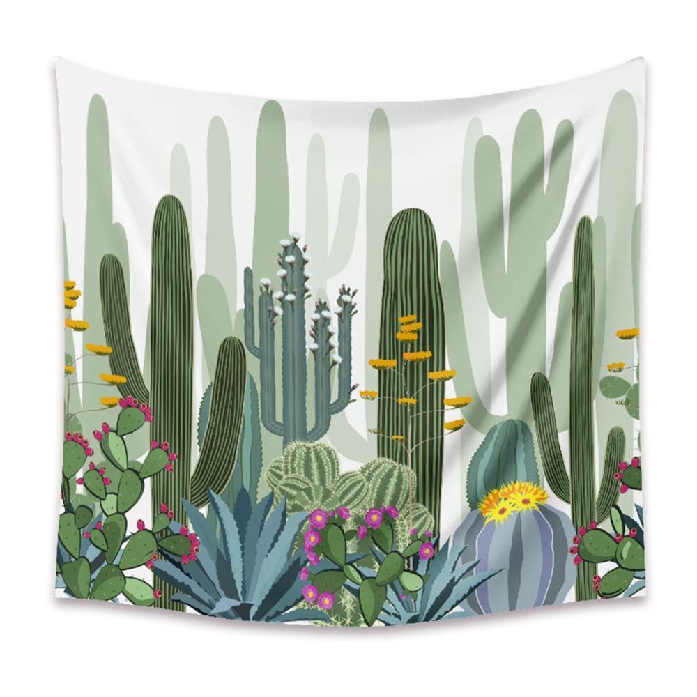 Grøn kaktus gobeliner sommer succulenter vægindretning tropisk landskab væghængende gobeliner picnic tæppe væg klud: E