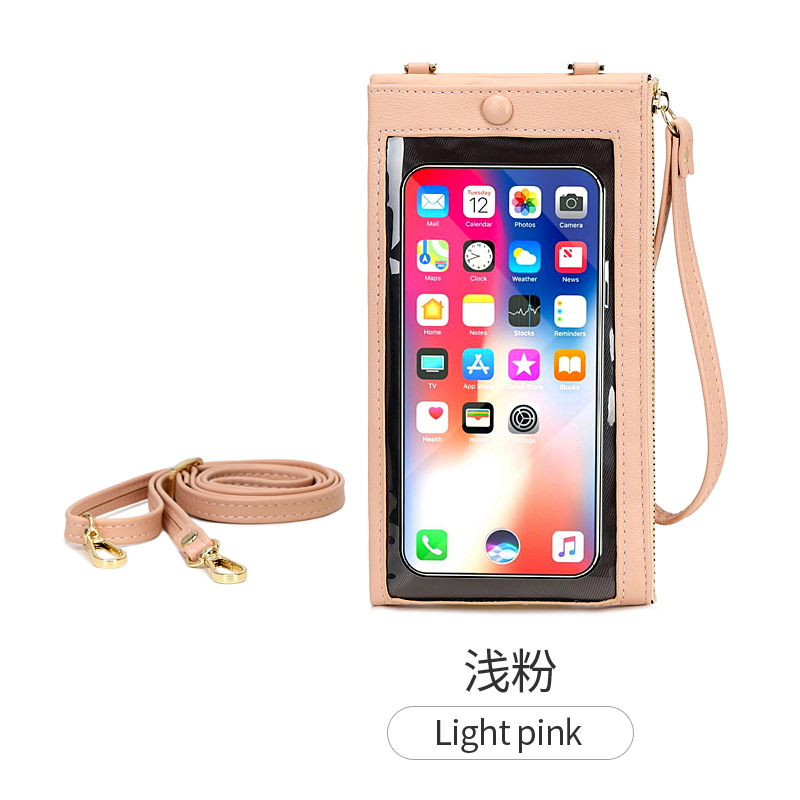 Handtasche mit touchscreen-funktion, großes fassungsvermögen, einfarbige umhängetasche, multifunktionale handtasche mit schultergurt: Rosa