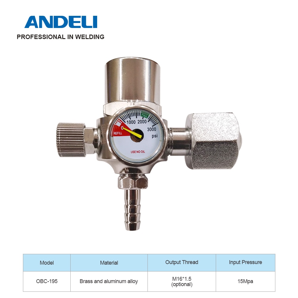 Andeli OBC-195 Lassen Gas Meter Anti-Val Type Argon Druk Flow Regulator Voor Tig Lasapparaat Argon Reduceerventiel
