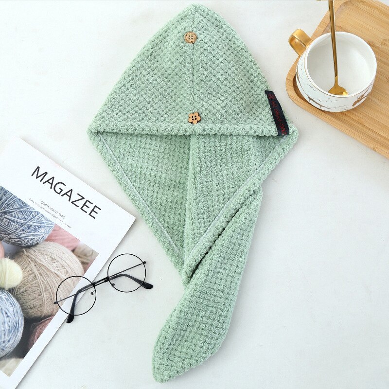 Toalla para el cabello con botón, turbante de microfibra para secado rápido, gorro de cabello seco para adultos, Toalla de baño para después de la ducha para niña, cabello largo, 1 ud.