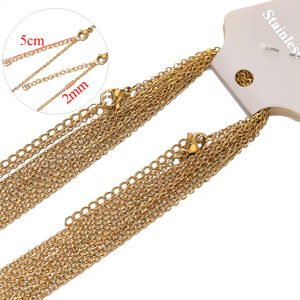 Lien de câble en acier inoxydable pour bricolage, colliers de la présidence, tour de cou, bijoux de direction, réglable, , équiin en vrac, 45 + 5cm, 10 pièces par lot: Zinc bleu