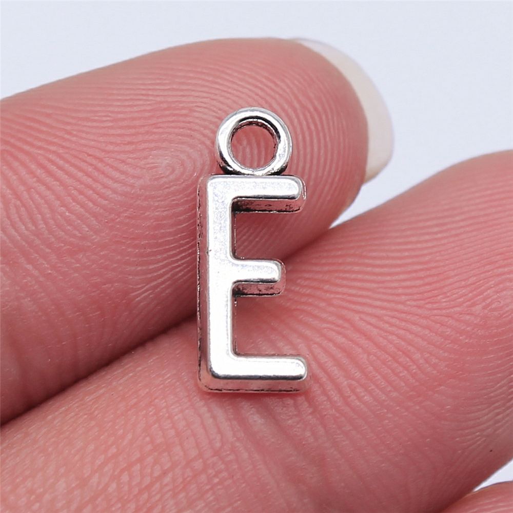WYSIWYG 26pcs 16mm Alfabet A-Z Letters Charms Antiek Zilver Kleur Hangers Maken DIY Handgemaakte Tibetaanse Vinden Sieraden: Rhodium Plated