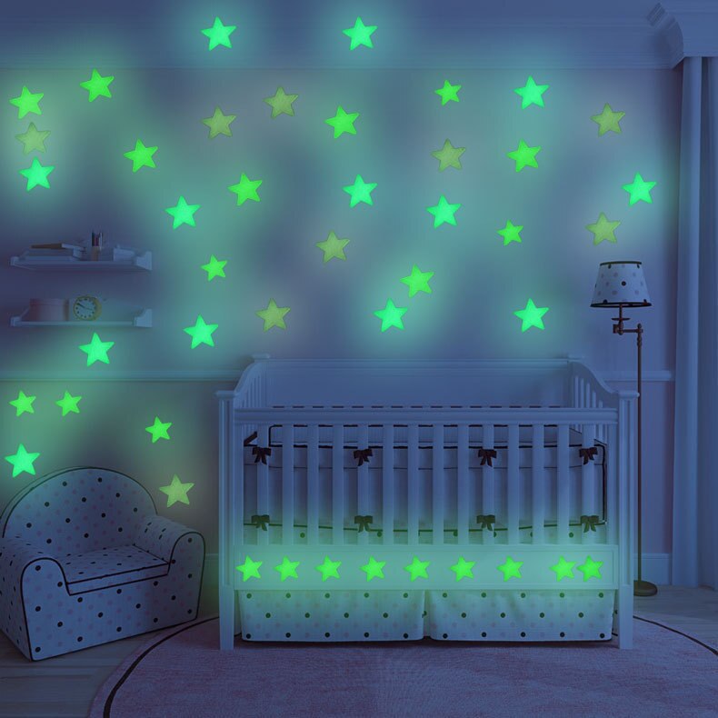 100pc børnesoveværelse fluorescerende stjerner glød vægklistermærkerglød i mørke klistermærker
